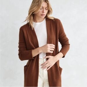 Jenni Kanye Cashmere Brown Open-Front Sweater